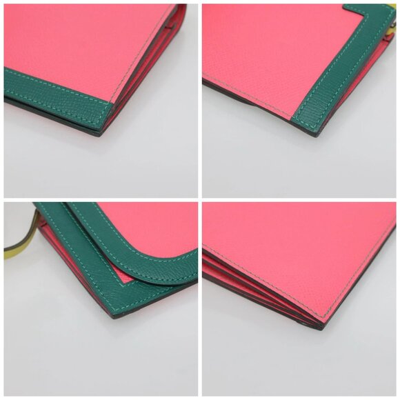 HERMES Camille Long Wallet Leather Pink Silver Auth 142388M - Picture 15 of 16